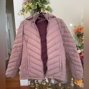 London Fog lightweight packable down jacket removable hood